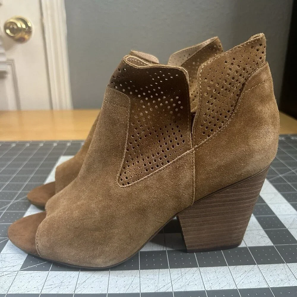 Steven By Steve Madden Bootie Women 10 Fashion Ready Suede Boot Open Toe Mesh